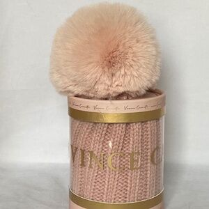 Vince Camuto Faux Fur Pom Beanie Knit Hat - New
